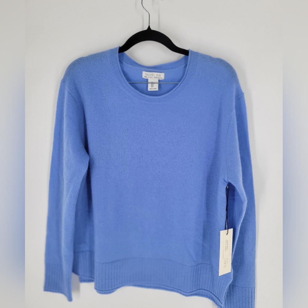 Rachel Zoe 100% 2-ply Cashmire Sweater Blue Size L New